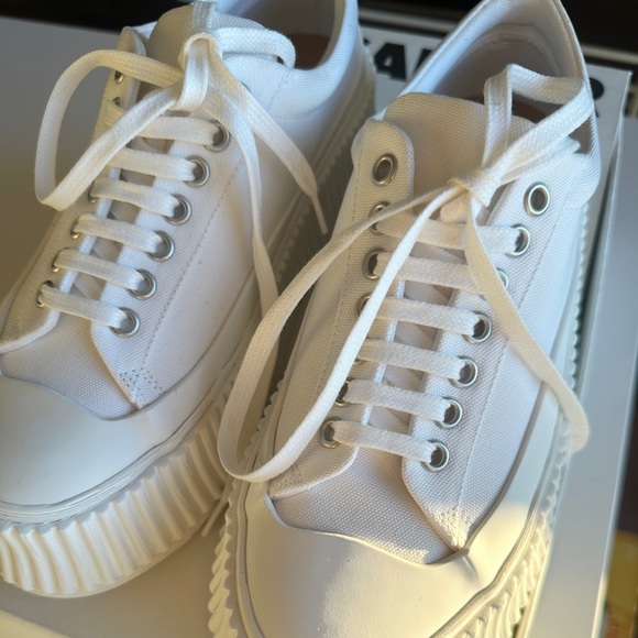 Jil Sander White Canvas Platform Sneakers NIB Size 37 - Picture 6 of 7